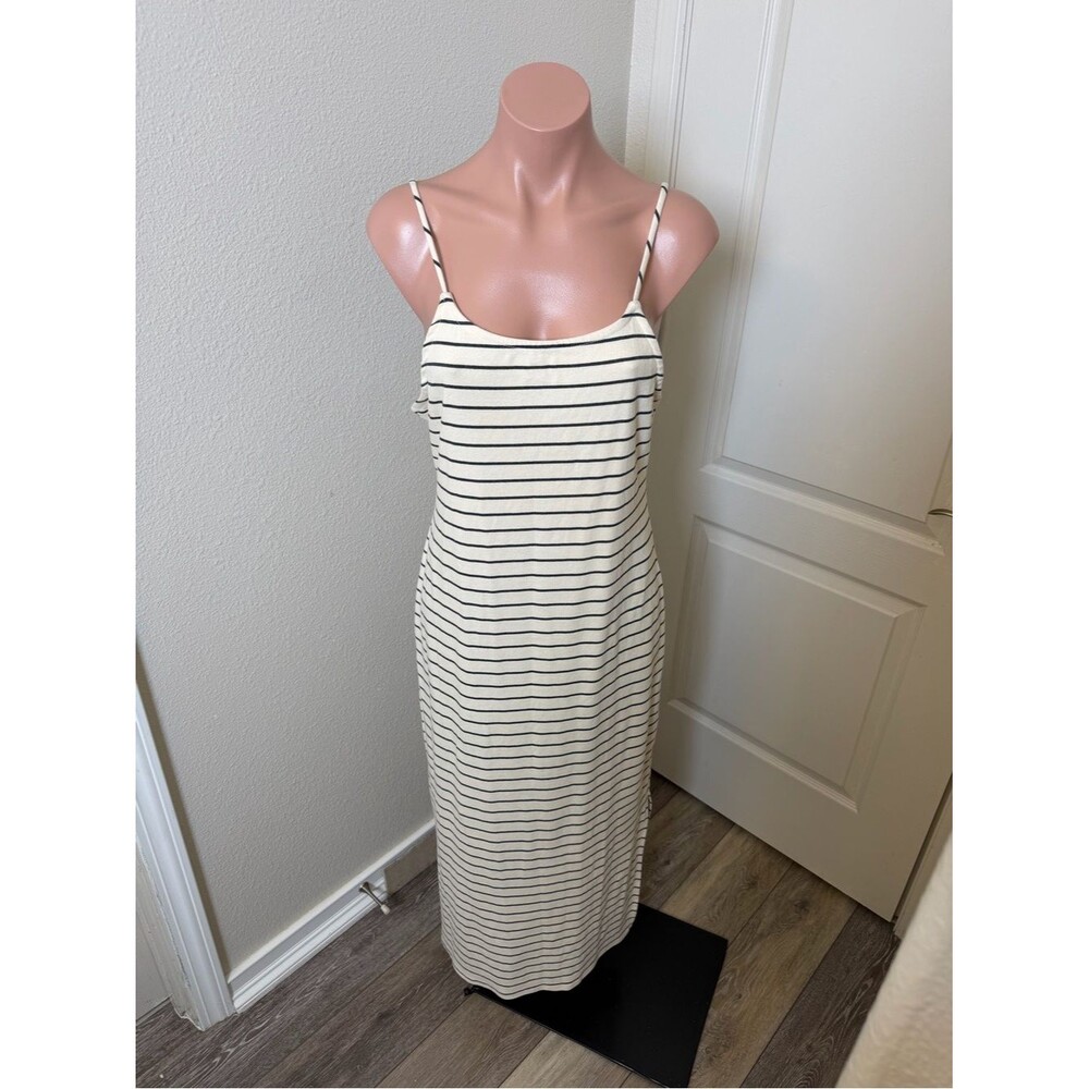 Gilli Striped Cream and Black Spaghetti Strap Maxi Dress Sz L